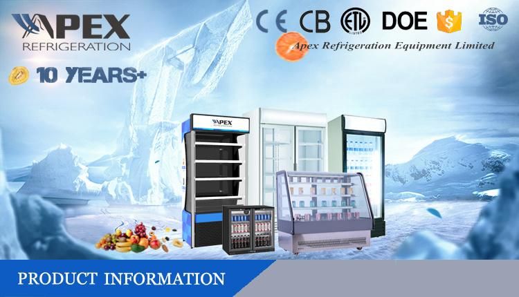 2 Shelves Curved Glass Cake Display Pastry Refrigerated Cabinet with 2 Meters Length and Big Volume