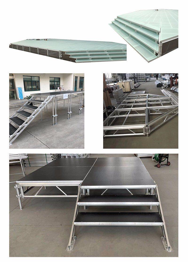 Aluminumin Portable Event Round Lighting Fast Platform Stallation Mobile Truss Podium Glass Stage, Tempered Glass Platform