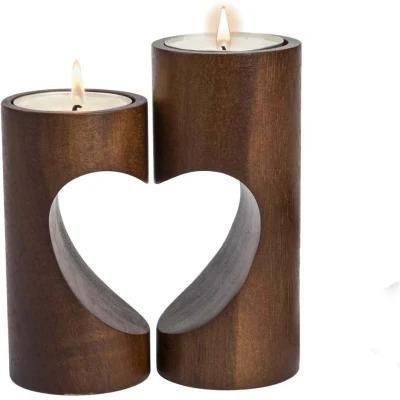 Tea Light Candle Holders for Table Centerpiece Decorative Wood Tealight Candle Holder Set Heart Candle Holder for Home Decor