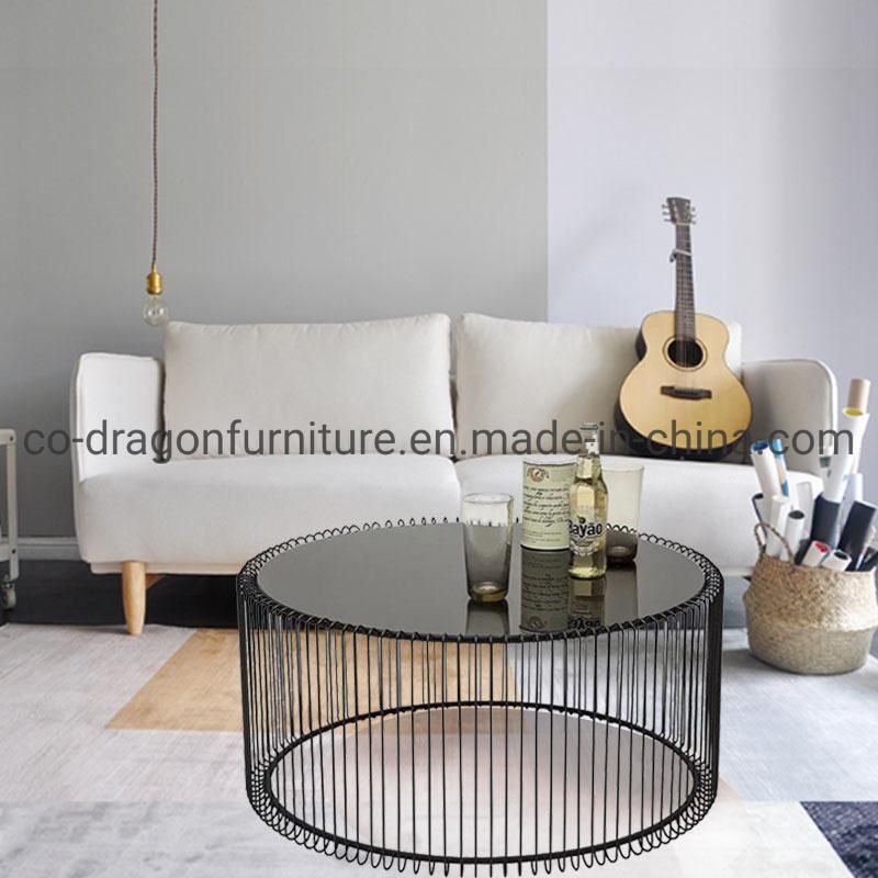 Fashion Gold Steel Glass Coffee Table Group for Home Furniture