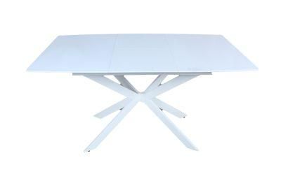 Wholesale Modern Home Living Room Garden Furniture MDF Wooden Extendable Table Metal Steel Dining Table