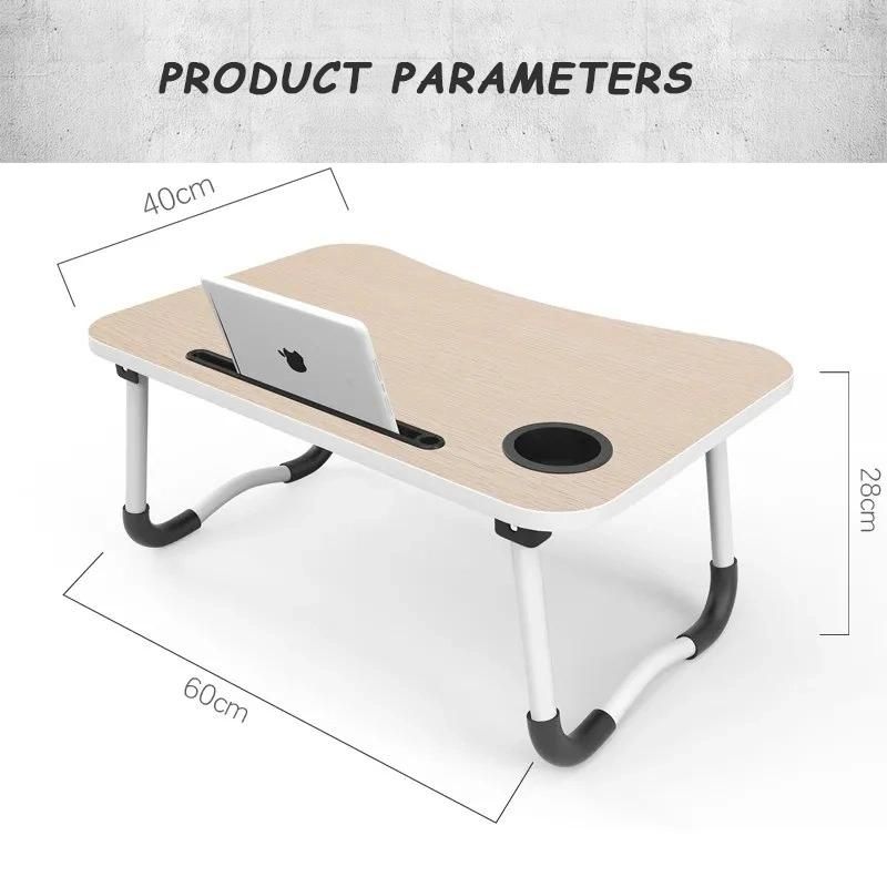 Portable Laptop Table with Bamboo Platform Phone Holder Pillow Cushion Anti Slip Stopper on Bed