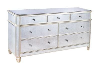 New Design Hot Sale Crushed Diamond Glass Silver Mirrored Sideboard