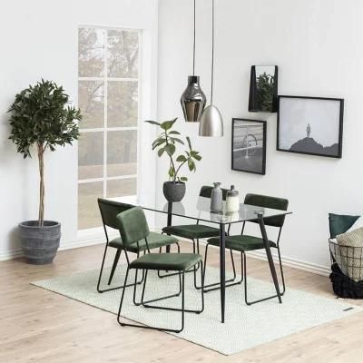 Leisure Fabric Seat Lounge Combination Chairs Morden Classic Glass Top Dining Table and Chairs