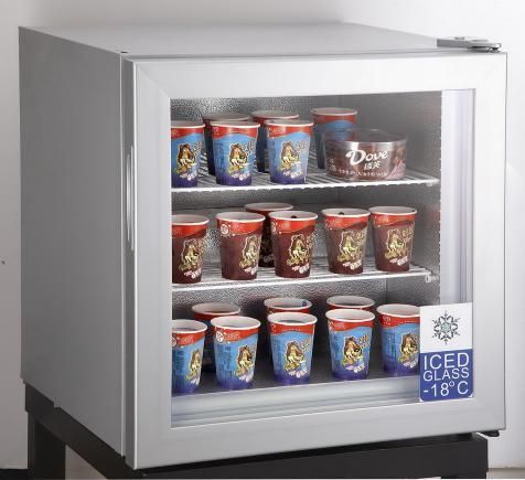 55L Mini Glass Door Cooler Ice Cream Display Cooler Showcase