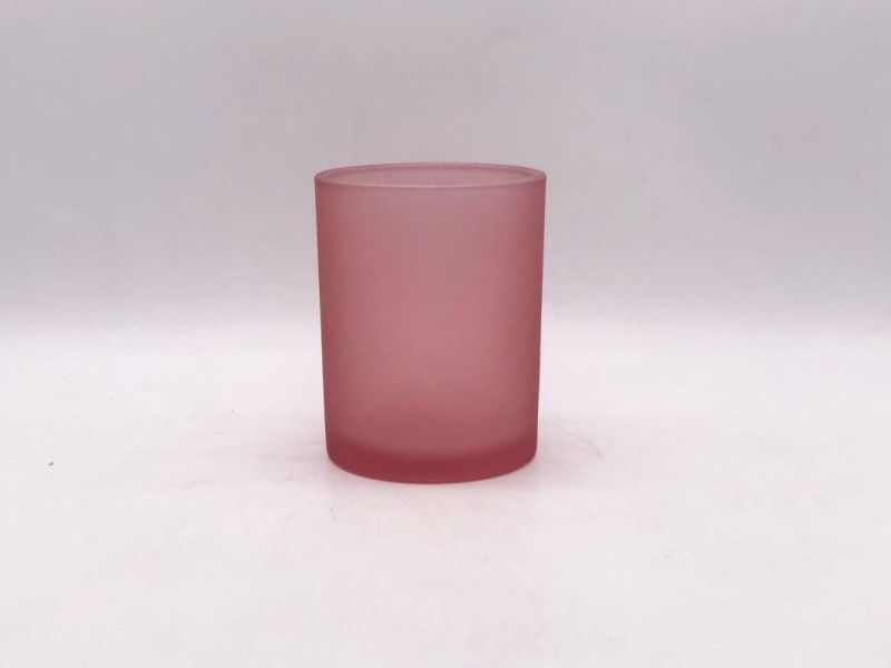 Frosted Glass Candle Holder with Customized Spray Color for Home Decoration