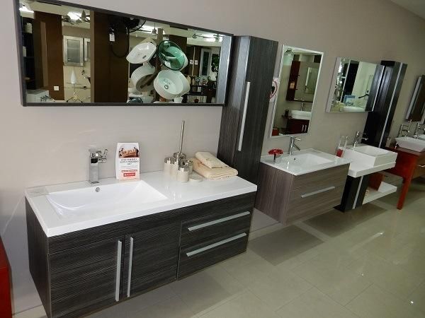 Lacquered Modern Bathroom Cabinet with Tempered Glass Basin T9008