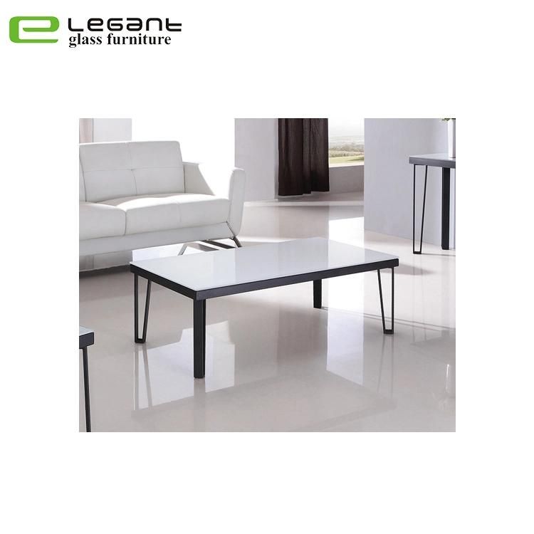Square Glass Side Table with Iron Legs
