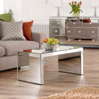 Modern Paint Compact Silver Mirror Glass Coffee Table Home Furniture