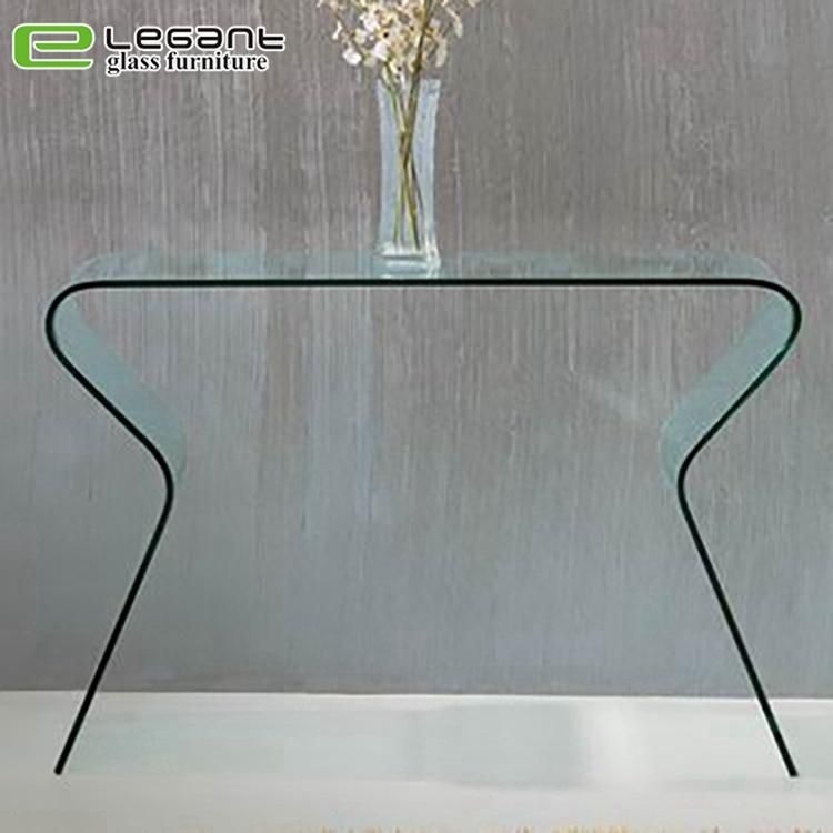 Modern Hot Bend Glass Console Table with S Shape Legs