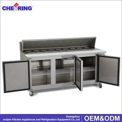 Commercial Stainless Steel Workbench Pizza Pre Table with Wheels