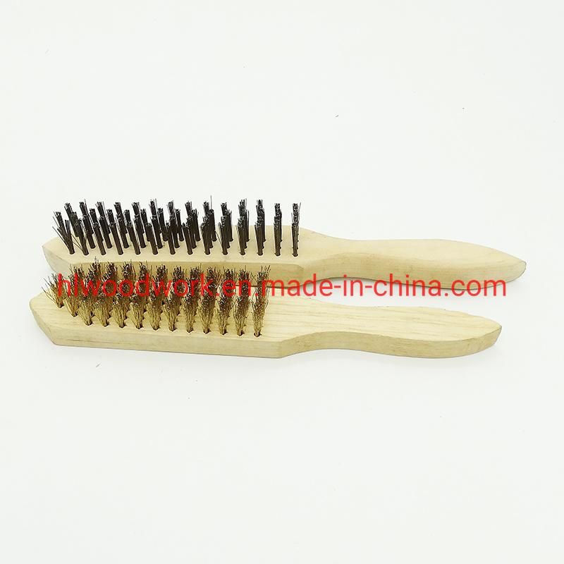 Brass Brush, Brass Wire Brush, Wire Scratch Brush with Raw Birchwood Handle Brush Clean Rust Brush 30cm Length Raw Wooden Handle Copper Wire