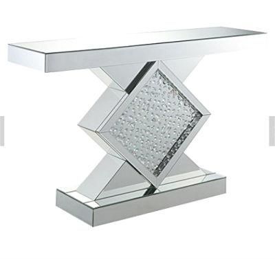 Floating Crystal Mirrored Cabinet Console Table Furniture for Living Room