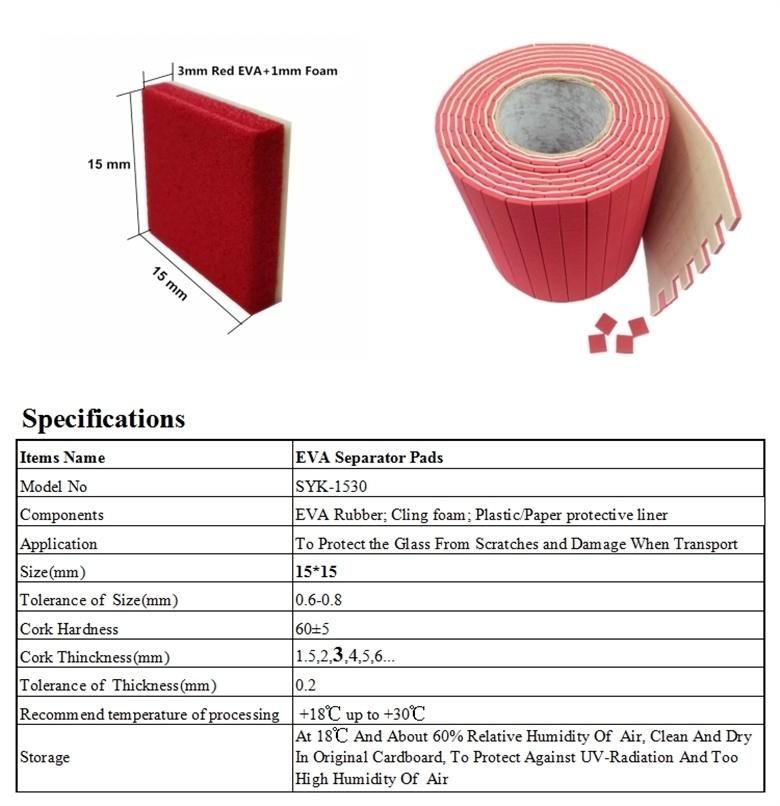 15*15*3+1mm White EVA Foam with Glass Separator EVA Rubber Pads on Sheets for Glass Shipping