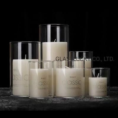 Wholesale Cheap Clear Cylinder Tube Jar Wedding Decoration Romantic Glass Candle Holder for Christmas House Party