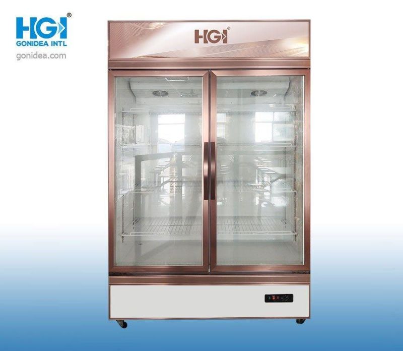 800L Large Capacity Supermarket Cold Storage Display Showcase Glass Pulling Door Cabinet Lsc800kg