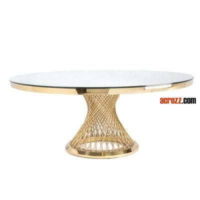 Factory New Fashion Party Wedding Table Gold Silver Stainless Steel Plating Marble Desktop Glass Luxury Events Banquet Table