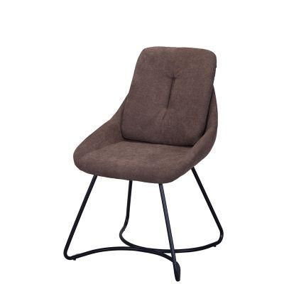 Home Hotel Leisure Furniture Fabric Upholstered Dining Chair with Metal Base for Cafe
