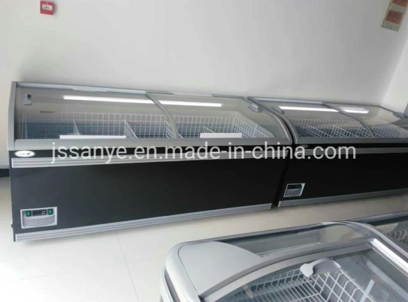 Commercial Supermarket Large Capacity Glass Door Island Freezer/Refrigerator Showcase