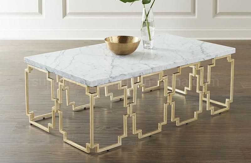 High Quality Modern Faux Marble Coffee Table Gold
