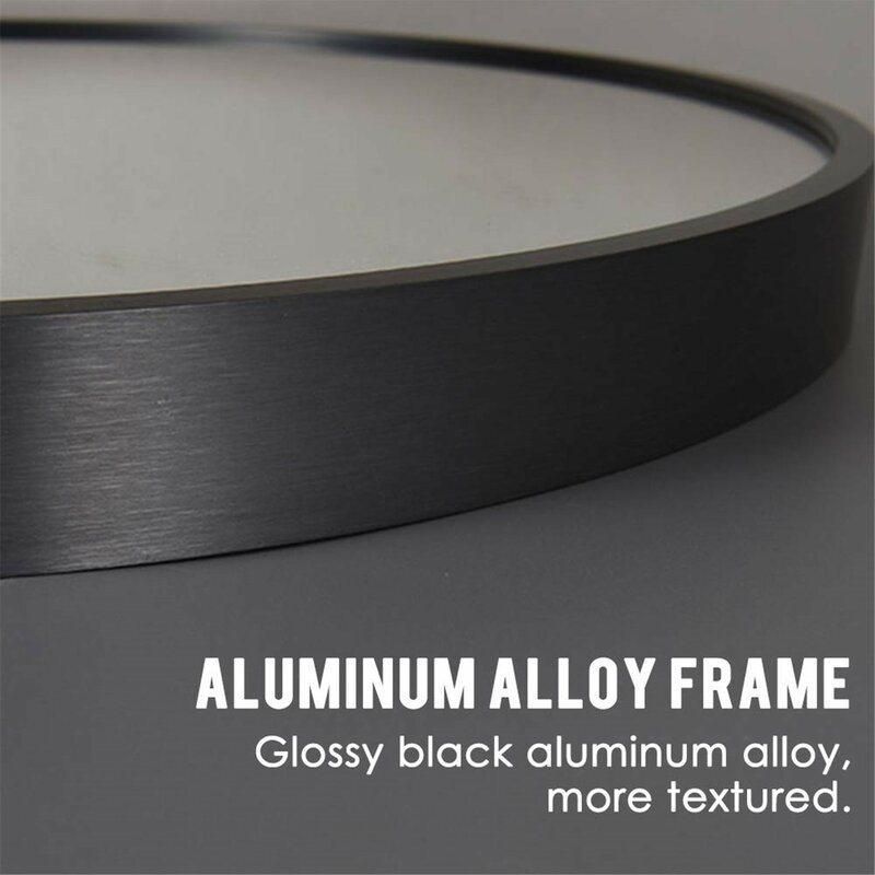 Black Round Metal Frame Mirror Circle Wall Mirror, Best for Modern Home Decoration Luxury Interior Vanity Washrooms Bathroom and Living Rooms