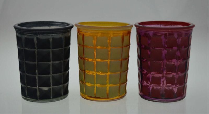 Painted & Mercury Color in Different Patterns Glass Candle Holders for Decoration