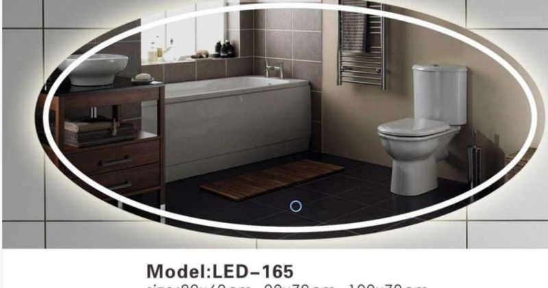 Framless Modern Wall Glass Bluetooth LED Light Bathroom Vanity Mirror