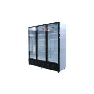 Large Capacity Thriple Doors Tempered Glass Supermarket Superstore Showcase
