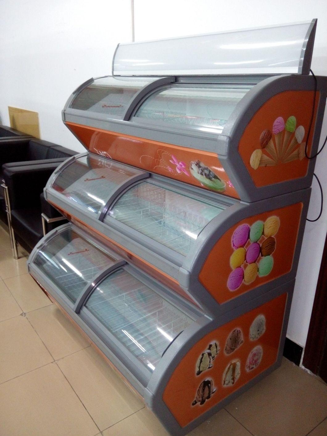 Glass Door Ice Cream Display Freezer/ Small Capacity Supermarket Commercial Chest Showcase