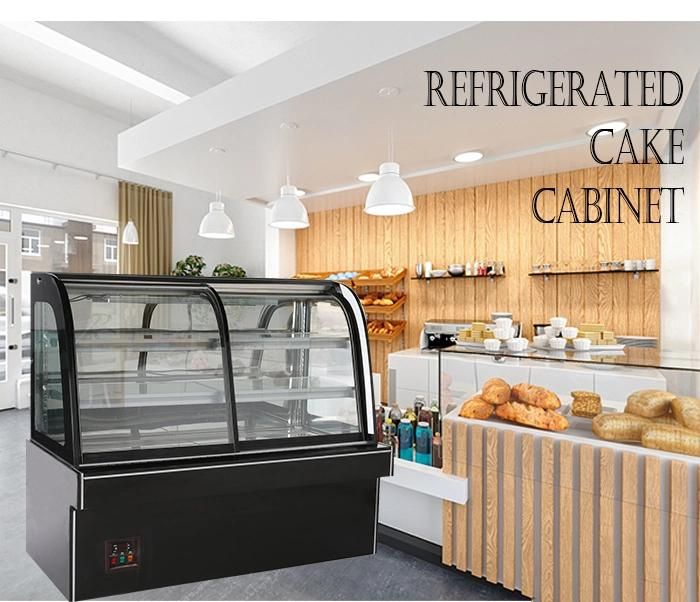 Commercial Bakery Shop Three Layer Curve Type Cake Refrigeration Showcase