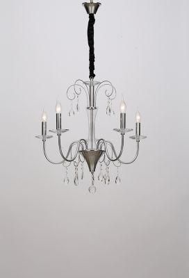 European style interior decorate lighting simple candle wrought iron chandelier with crystal factory supply