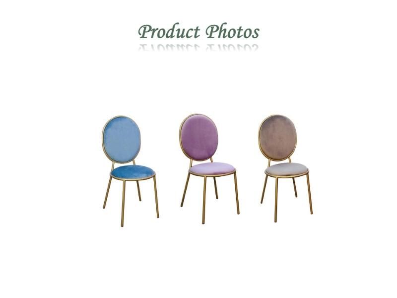 Wholesale Hotel Banquet Furniture Stainless Steel Chrome Plated Wedding Round Back Chair Golden Dessert Shop Chair