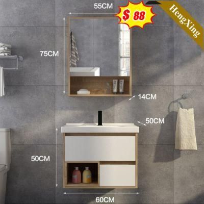 Wall Mounted Bathroom Vanity Cabinet with Modern Simple Metal Leg and Glass Mirror