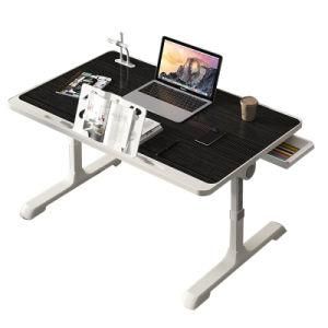 Multifunctional Lazy Lifting Foldable Table with Drawer, Bookshelf and USB Office Study Desk for Working at Home in Bed
