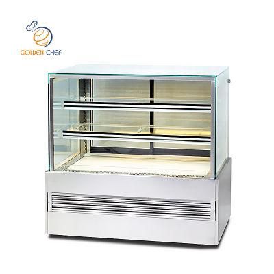 Professional Wholesale Stainless Steel Square Glass Display Showcase Bakery Refrigerated Display Countertop