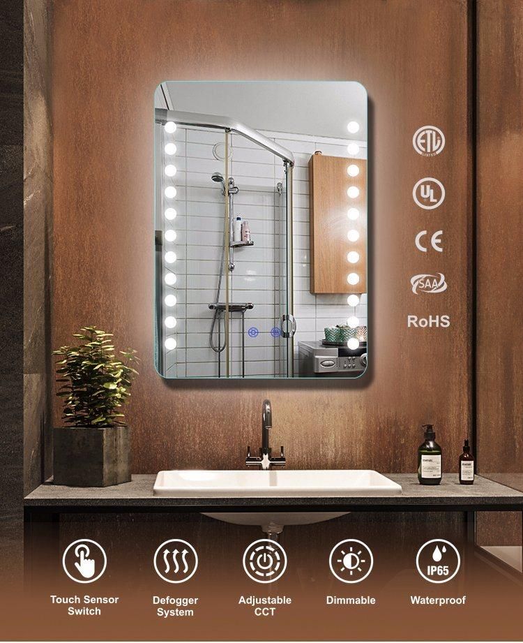 50X70cm Frameless Slim DOT Lighted Wall Mount Bathroom Wall Glass Mirror