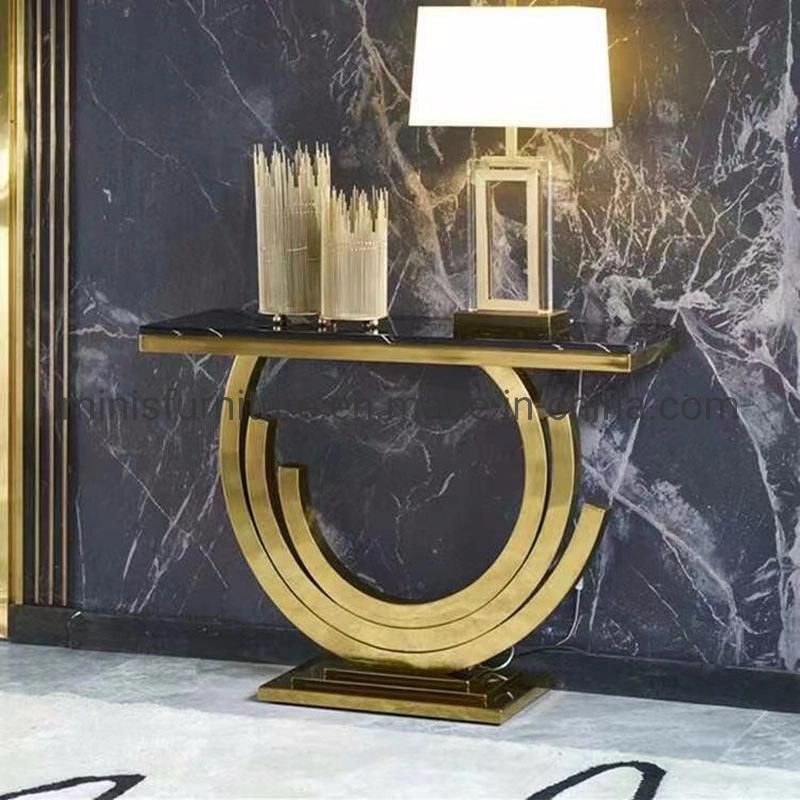 (MN-MS15) Good Quality Hotel Hallway Living Room Glass Top Gold Console Table