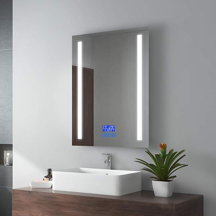 Factory Customized Intelligent Makeup LED Bathroom Wall Hang Silver Mirror with Defogger