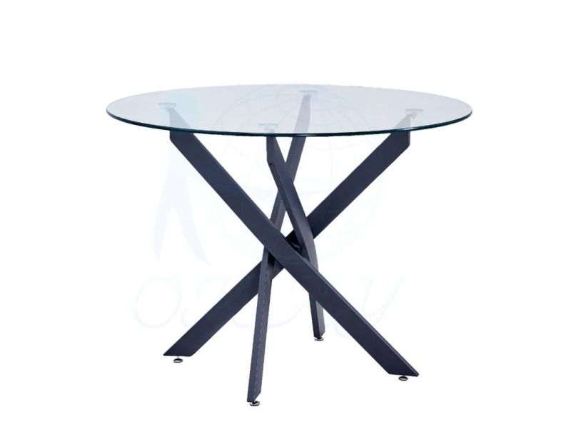 Modern Dining Table with Transparent Tempered Glass Stainless Steel Chrome Legs Hotal Dining Table