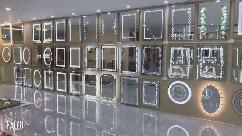 Illuminated Intelligent Frameless Bathroom Vanity Mirror with LED Defogger Dimmer Magnifier