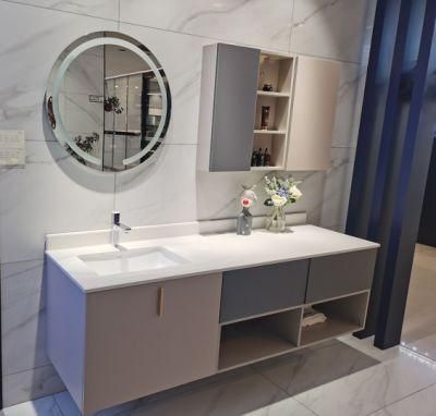 Single Sink Classic Solid Wood Bathroom Vanity Cabinet with Basin Set