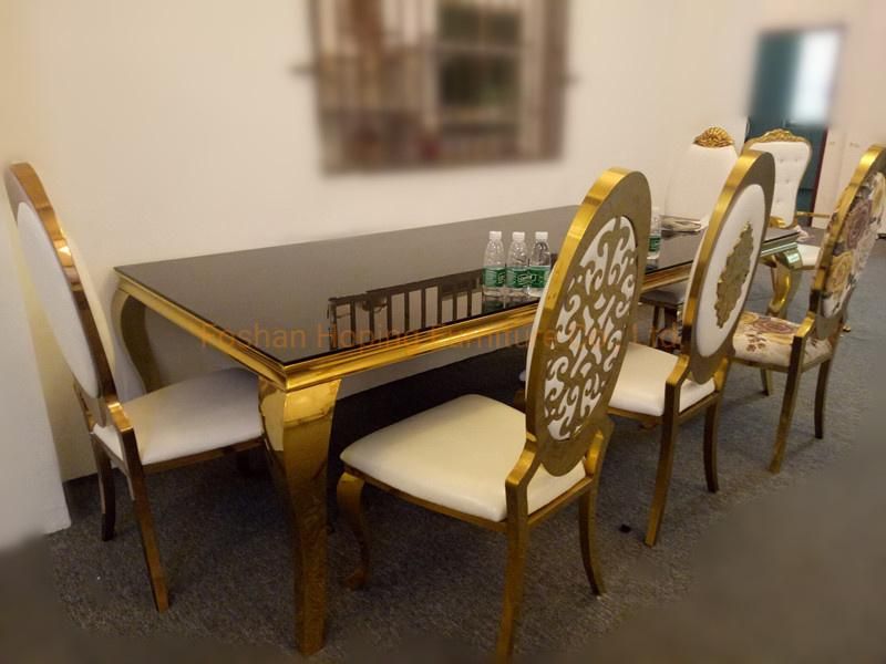 Modern Luxury Simple Style S Shape Wedding Table Gold Metal Leg Table Dining Room Furniture