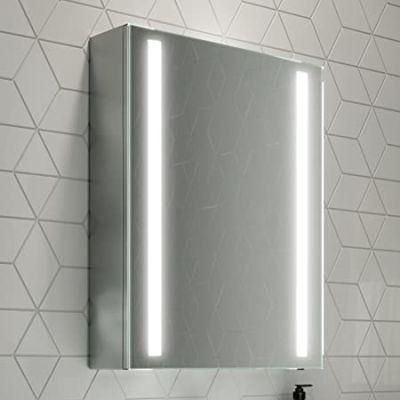 Double Door Surface Mounted Recessed Bathroom Aluminum LED Lighted Mirror Cabinet with Defogger