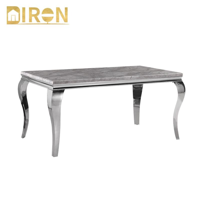 Modern Style Designs Glass Table Luxury Dining Room Furniture Marble Top Stainless Steel Legs Marble Coffee Table