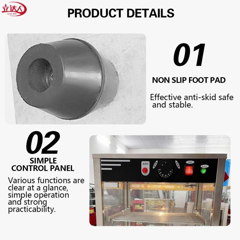 Cooking Machines Automatic Industrial Heating Panel Glass Food Pastry Display Warmer Showcase