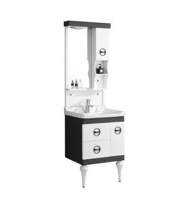 Melamine Multi Layer Solid Wood Grey Color Bathroom Vanity Cabinet with Ceramic Basin and Mirror