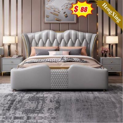 Modern Factory Bedroom Set Furniture Double King Queen Leather Beds with Mattress