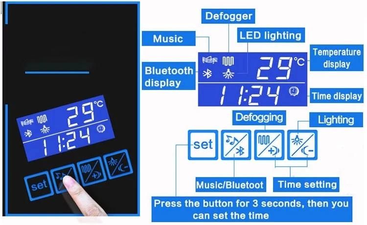 China Made Cheap LED Lighted Frameless Mirror for Bathroom Toilet