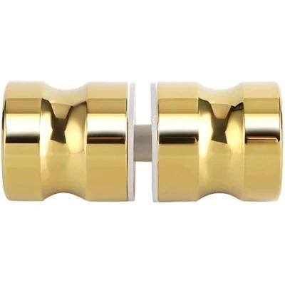 Sliding Shower Glass Door Knob Bathroom Round Back-to-Back Handle Pull Solid SUS304 Stainless Steel Golden Finish