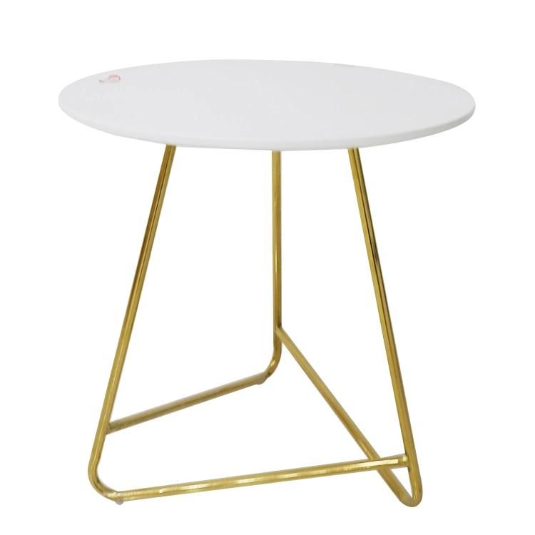 Living Room Cheap Round Coffee Table with Gold Metal Leg